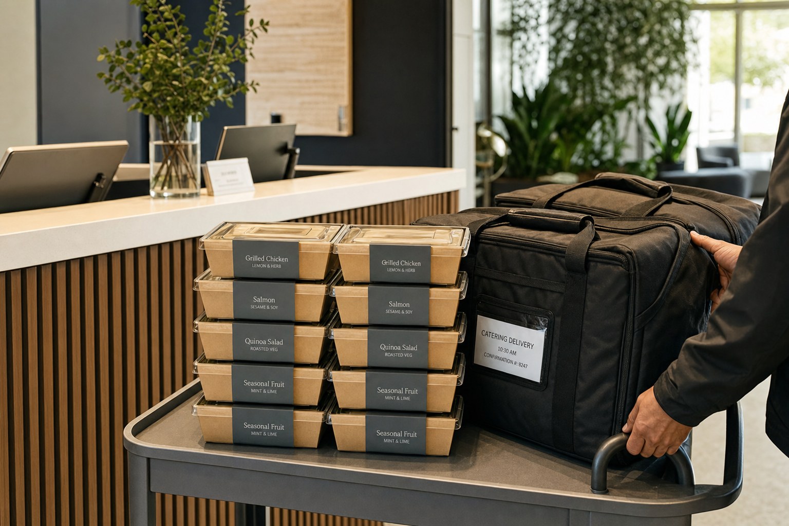 Office catering delivery ready for a workplace